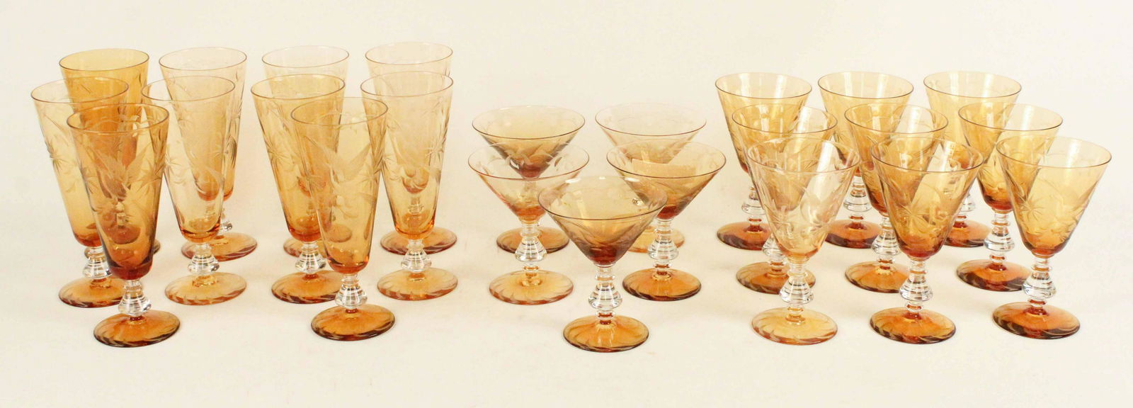 24 Glastonbury Bird of Paradise Amber Stemware (1 of 4)