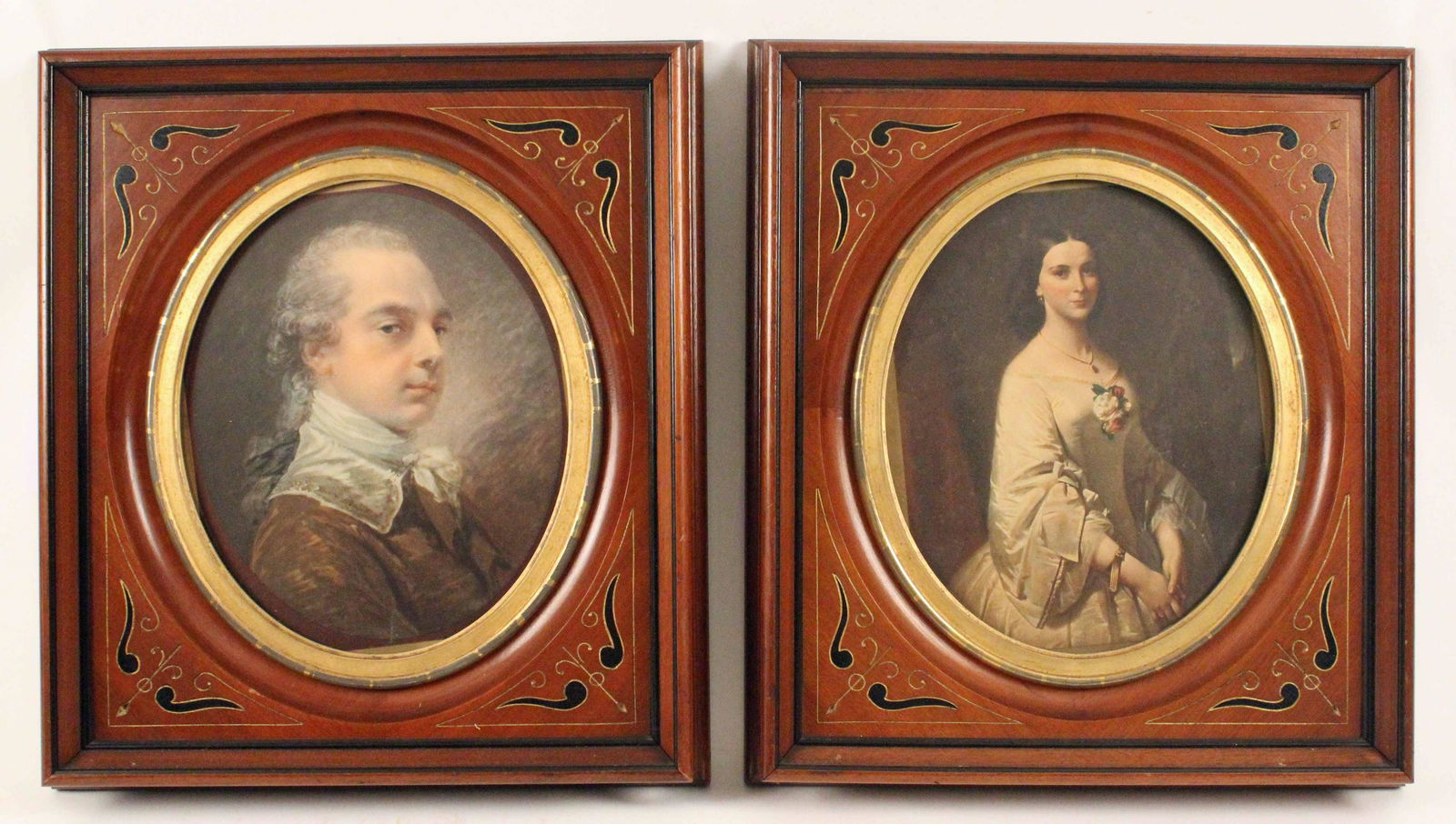 Pair of 19th C. Walnut Shadow Box Frames w/ Print (1 of 4)