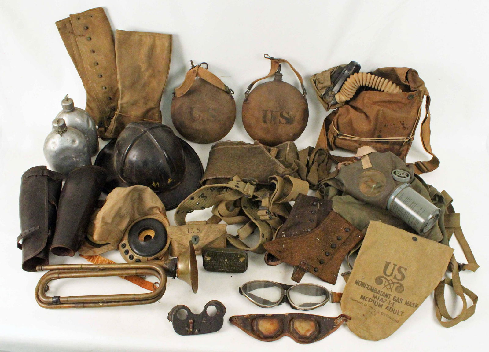 Group of WWII Era Gas Mask, Lockhart Strap, Etc. (1 of 11)