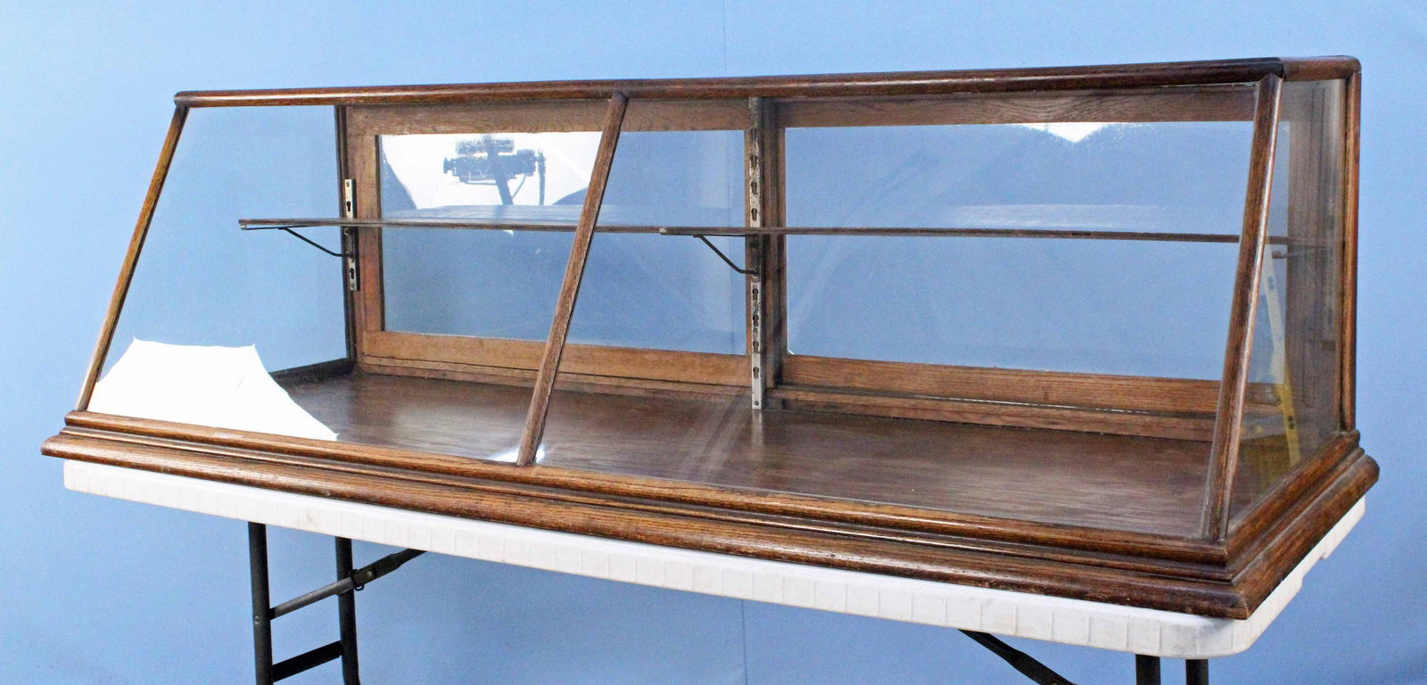 Oak Slant Front Counter Top Showcase C 1930 (1 of 5)