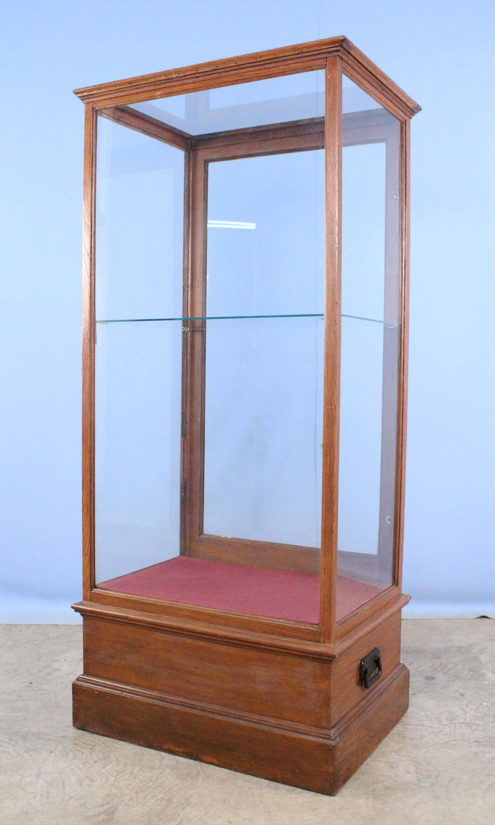 Oak Display Case w/ Heavy Metal Handles C. 1910 (1 of 4)