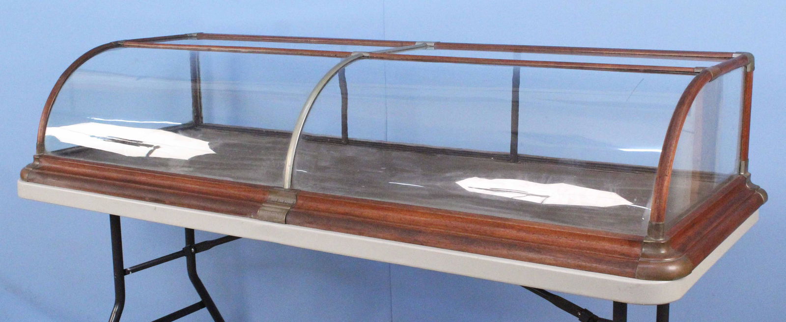 Curved Glass Countertop Walnut Showcase (1 of 5)