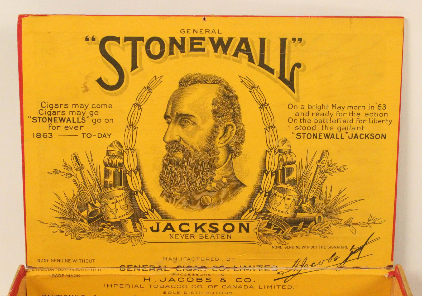 General Cigar Co. Stonewall Jackson Cigar Box
