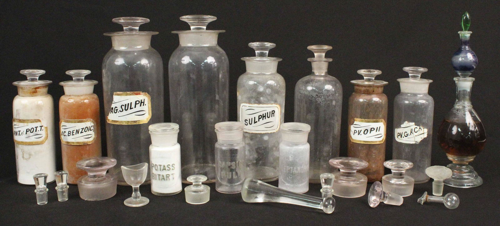 Group of Apothecary/Drug Store Bottles, Jars, Etc. (1 of 4)