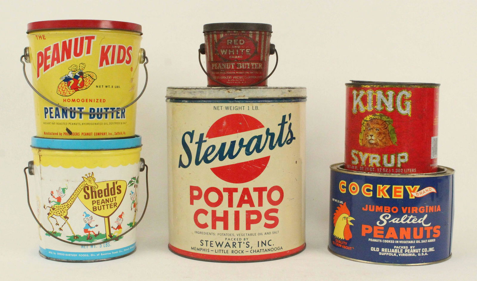 6 Vintage Tins Peanut Butter, Peanuts, Etc. (1 of 2)