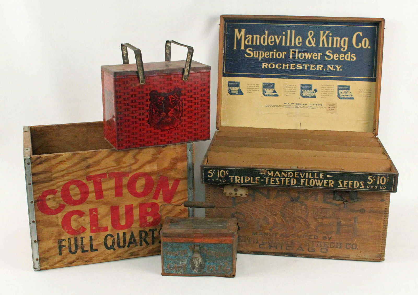 3 Advertising Crates, Flower and Tobacco Boxes (1 of 8)