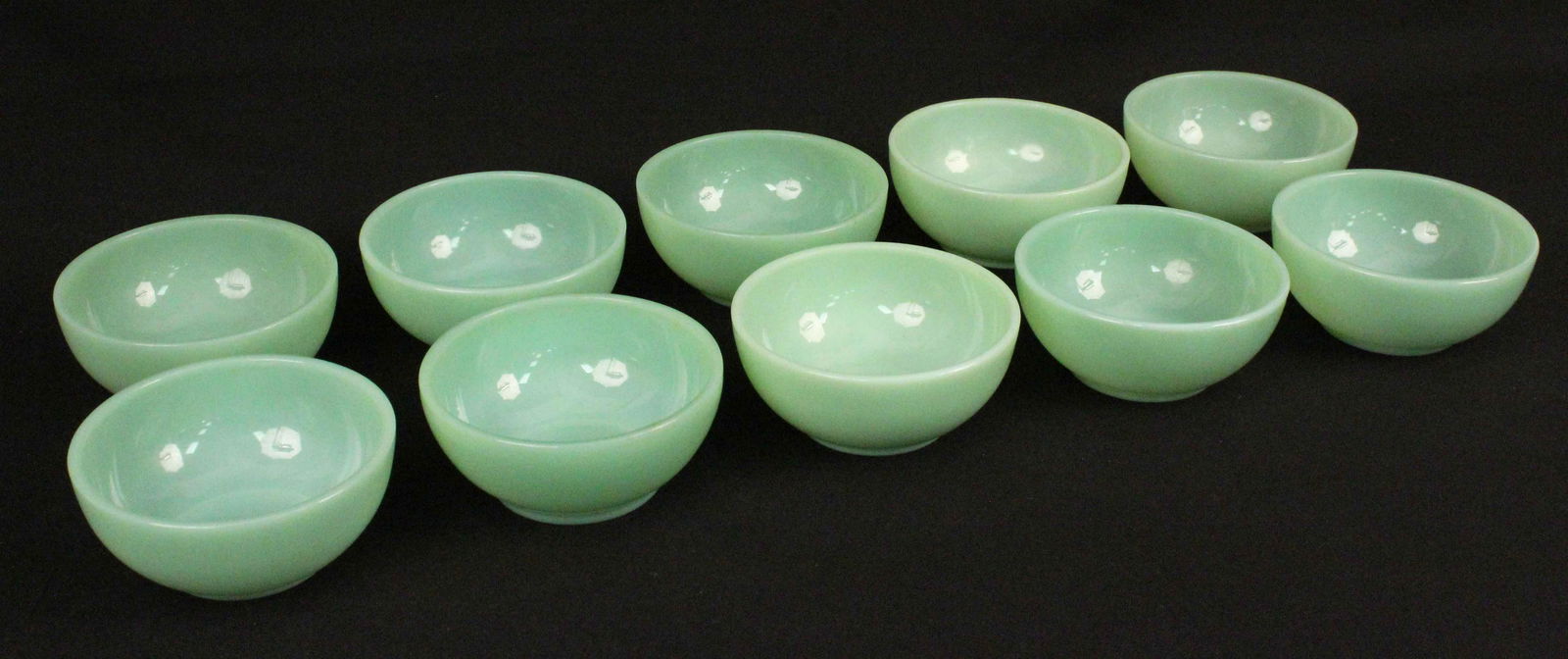 Set of Ten Fire King Jadeite 5" Cereal Bowls: Set of Ten Fire King Jadeite 5" Cereal Bowls. Condition - Good Condition, no chips or cracks.