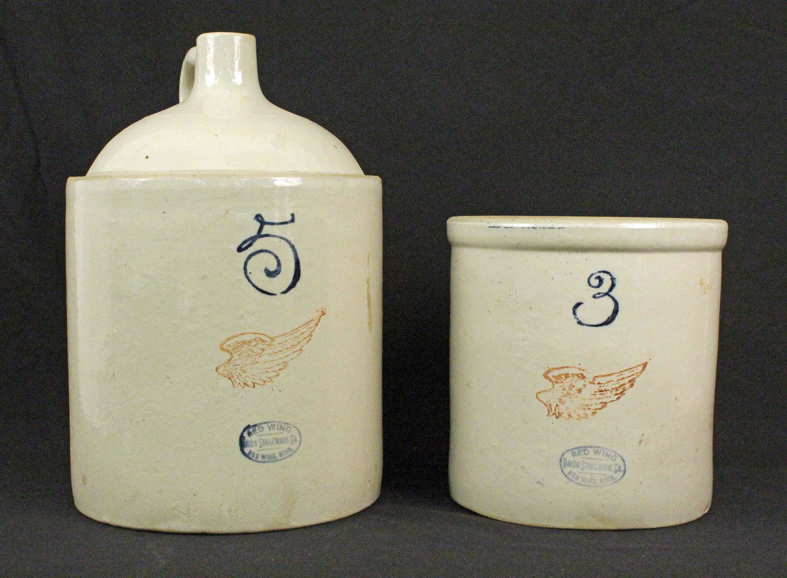 Red Wing 5 Gal Jug and 3 Gal Crock (1 of 5)