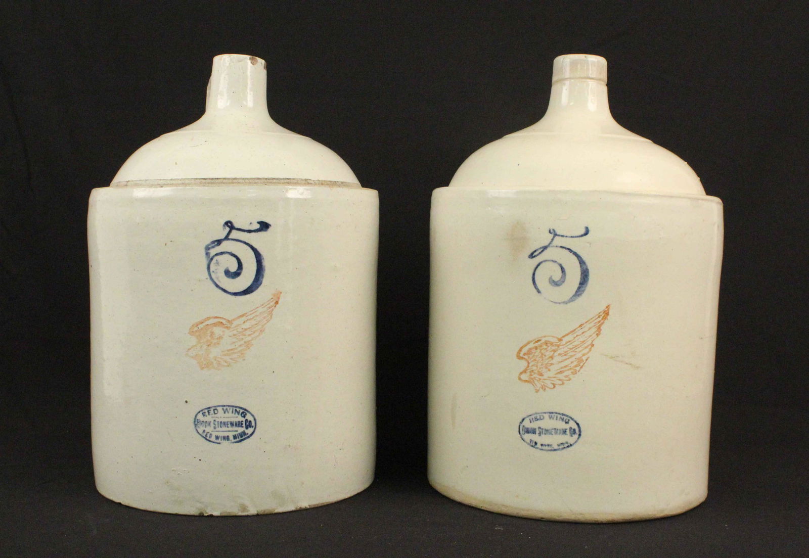 Two Red Wing Pottery Five Gallon Jugs (1 of 5)