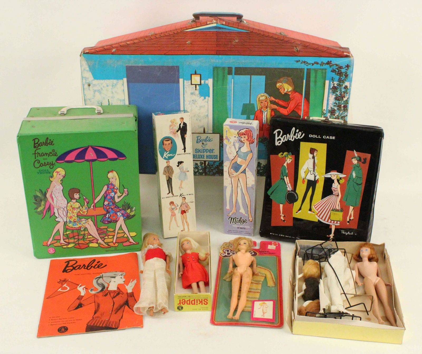 Group Of Barbie Dolls Clothes Cases Etc