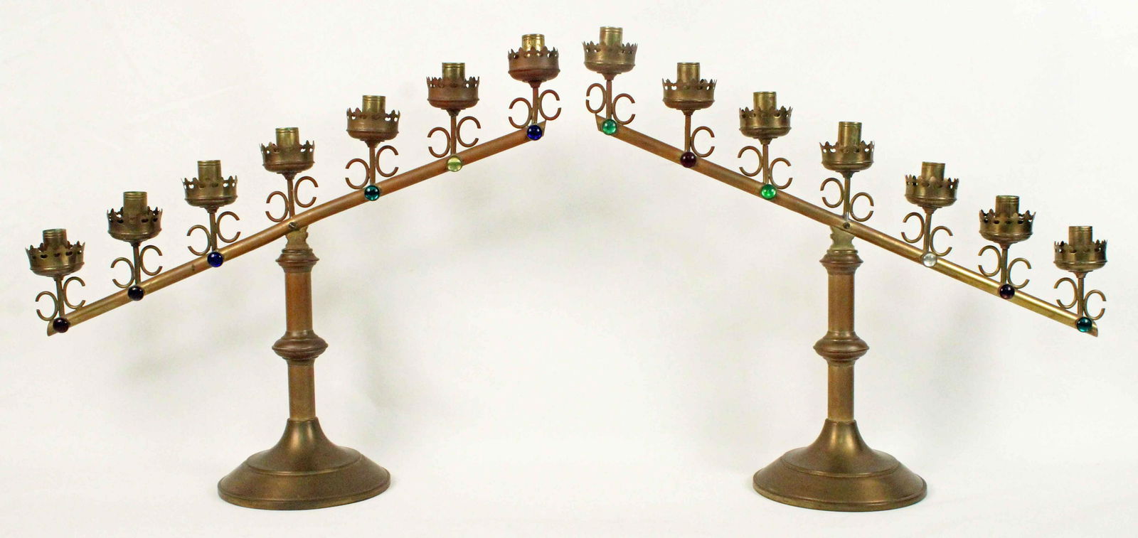 Pair of Jeweled Brass Altar Candelabras (1 of 4)