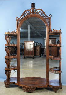 19th Century Victorian Mahogany Lattice Work Waste Basket with