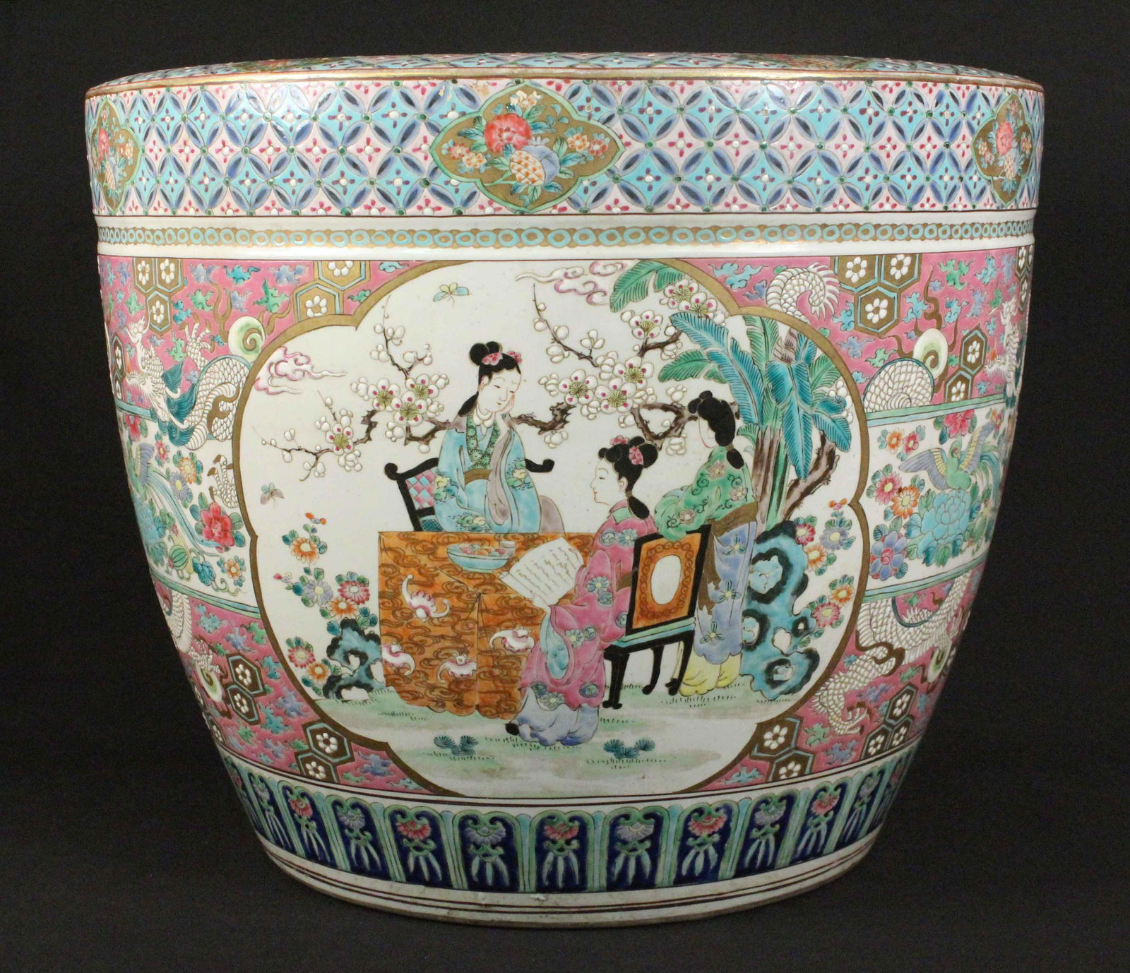 Large Chinese Porcelain Fishbowl w/ Dragons (1 of 9)