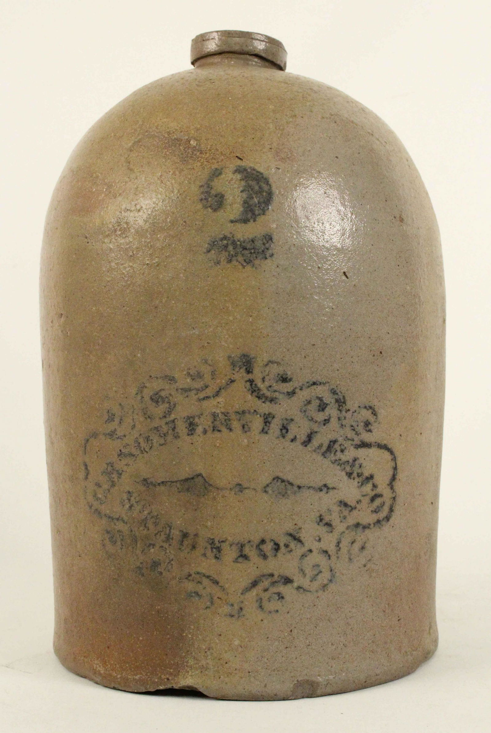 CB Somerville Staunton, VA 2 Gal. Stoneware Jug: CB Somerville Staunton, VA Two Gallon Stoneware Jug. The jug has a cobalt stencil, "CB Somerville Co. Staunton, VA." Measures 12 3/4" high. Provenance: Harold Boone Estate Tupelo, Mississippi. Conditi
