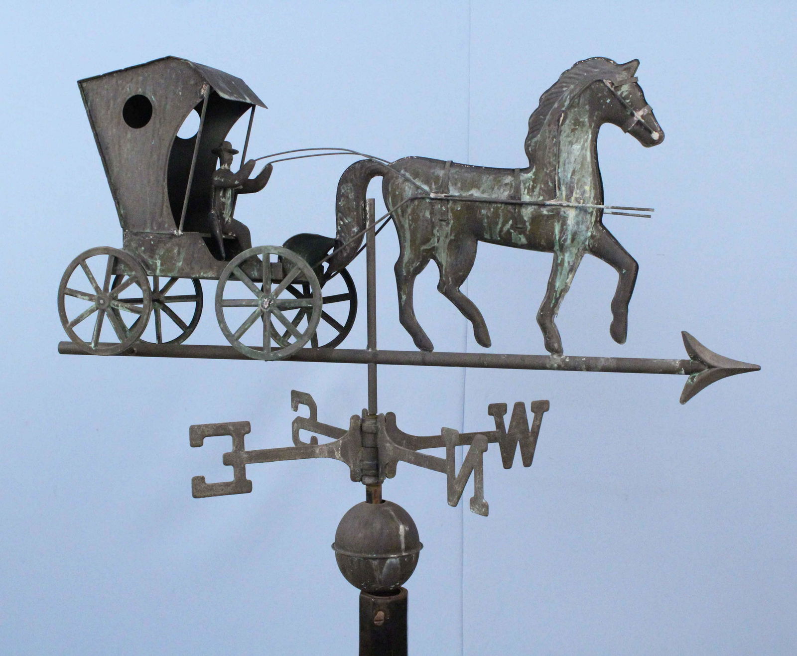 Copper 20th C. Horse and Carriage Weathervane (1 of 5)