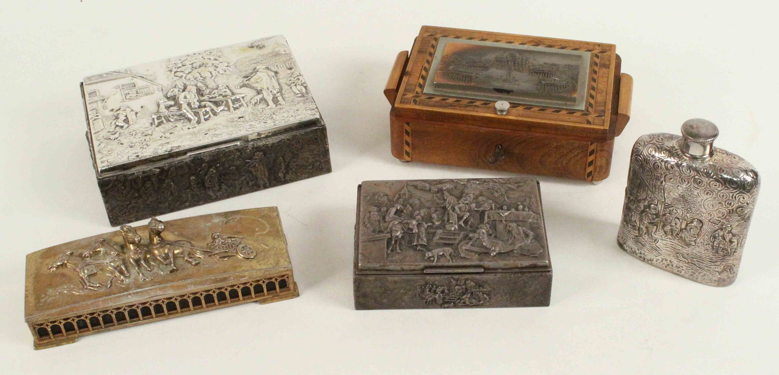 Four Cigar & Jewelry Boxes w/ Flask (1 of 8)