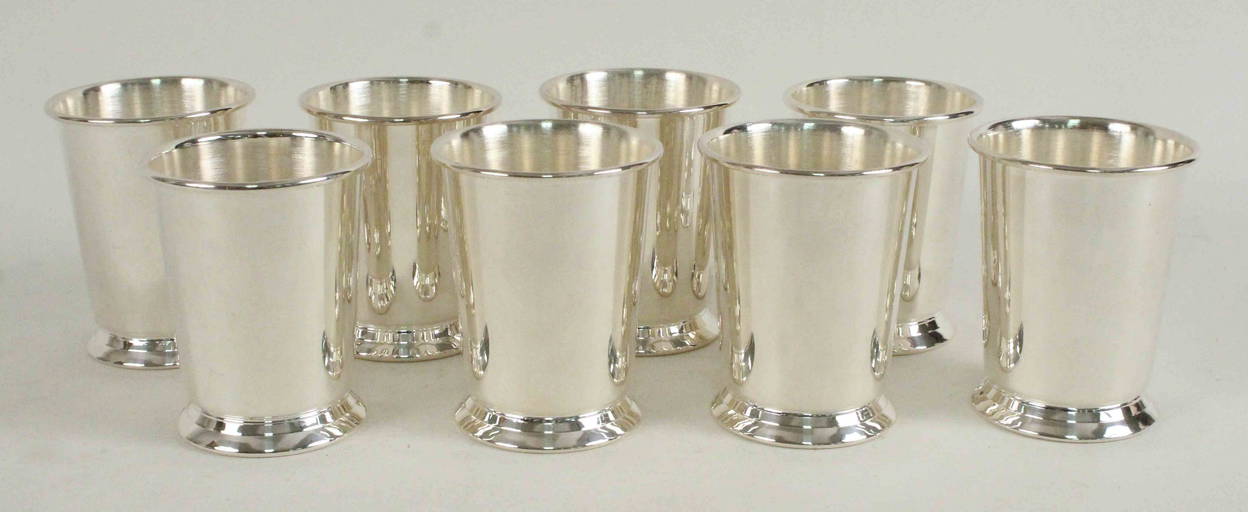 Eight Sheridan Silver Plate Mint Julep Cups