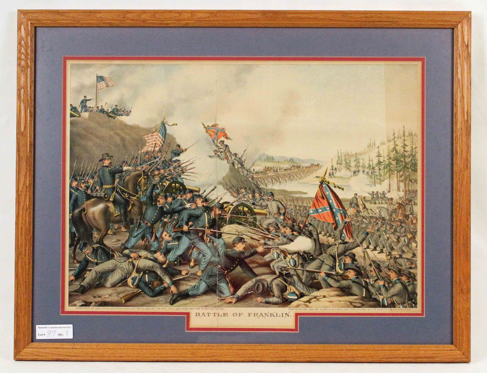 "Battle of Franklin" Kurz & Allison 1891 Print (1 of 6)