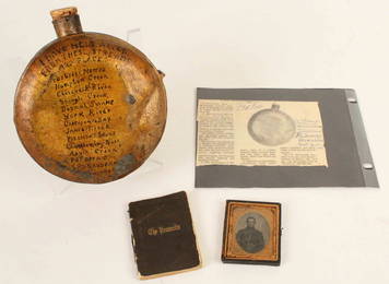 Civil War Mass. Soldier's Canteen & Ambrotype