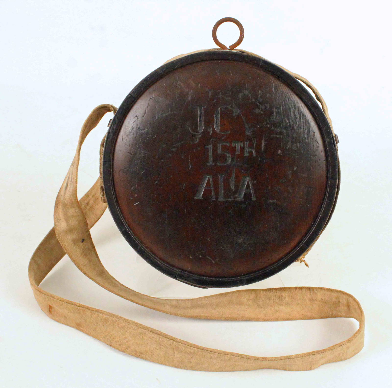 Civil War Confederate Wooden Canteen W/ Sling Auction