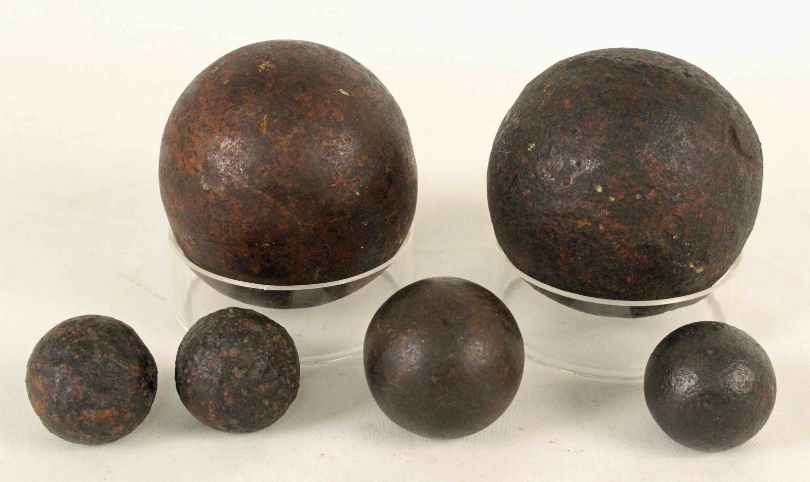 Two Civil War Era Cannonballs & 4 Shot (1 of 1)