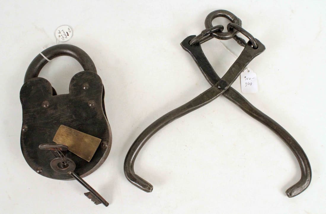 Large 19th Century Lock & Cannonball Tongs (1 of 5)