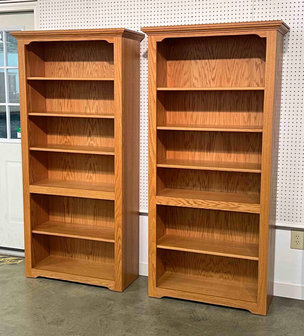 Matching Pair Of Open Oak Bookcases Auction