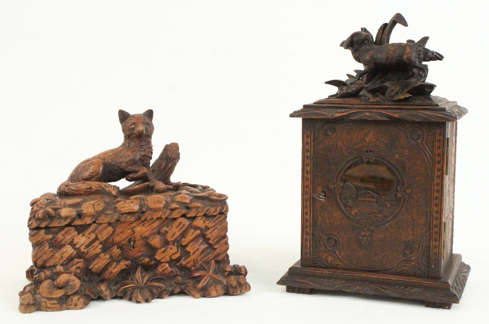 Black Forest Carved Jewelry Cabinet and Box (1 of 7)