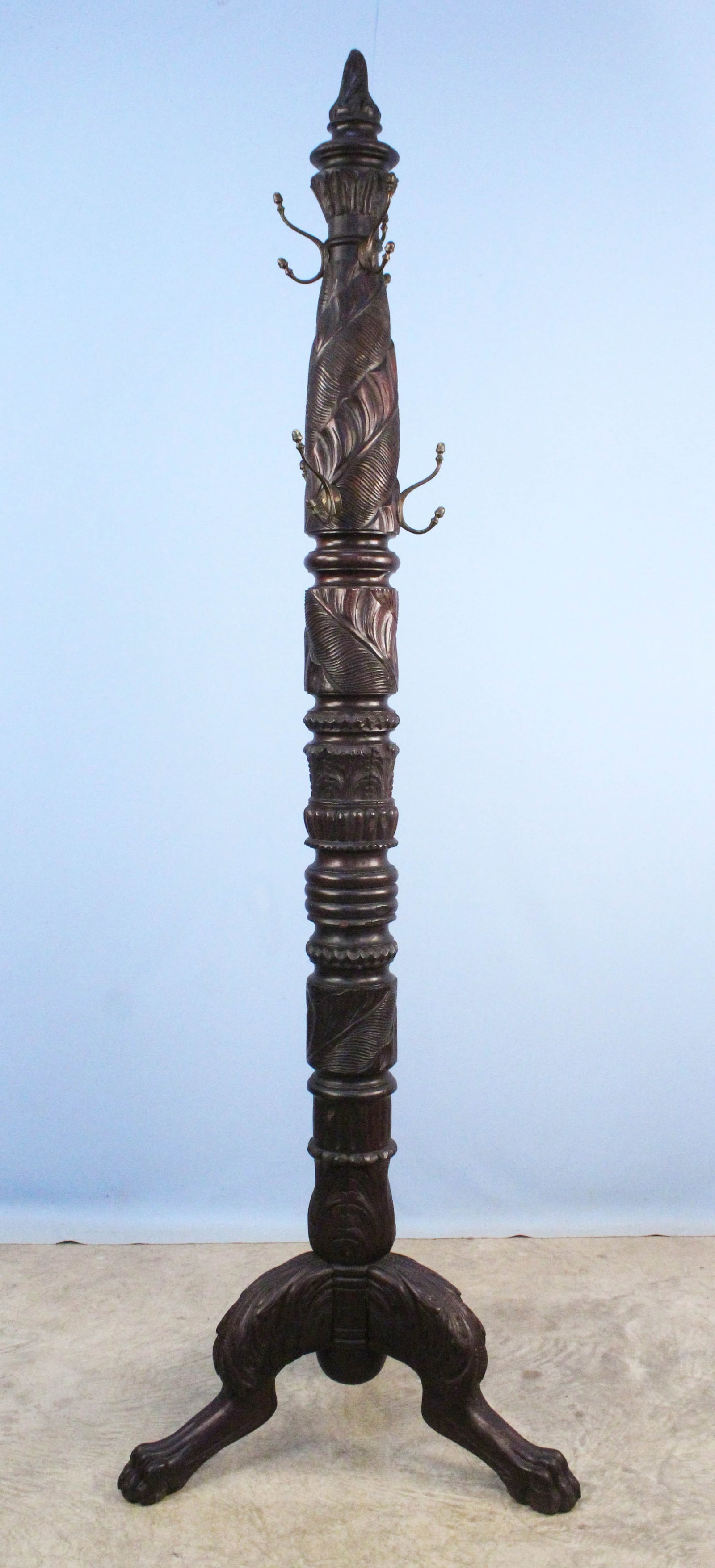 Acanthus Carved Mahogany Coat Rack w/ Claw Feet (1 of 6)