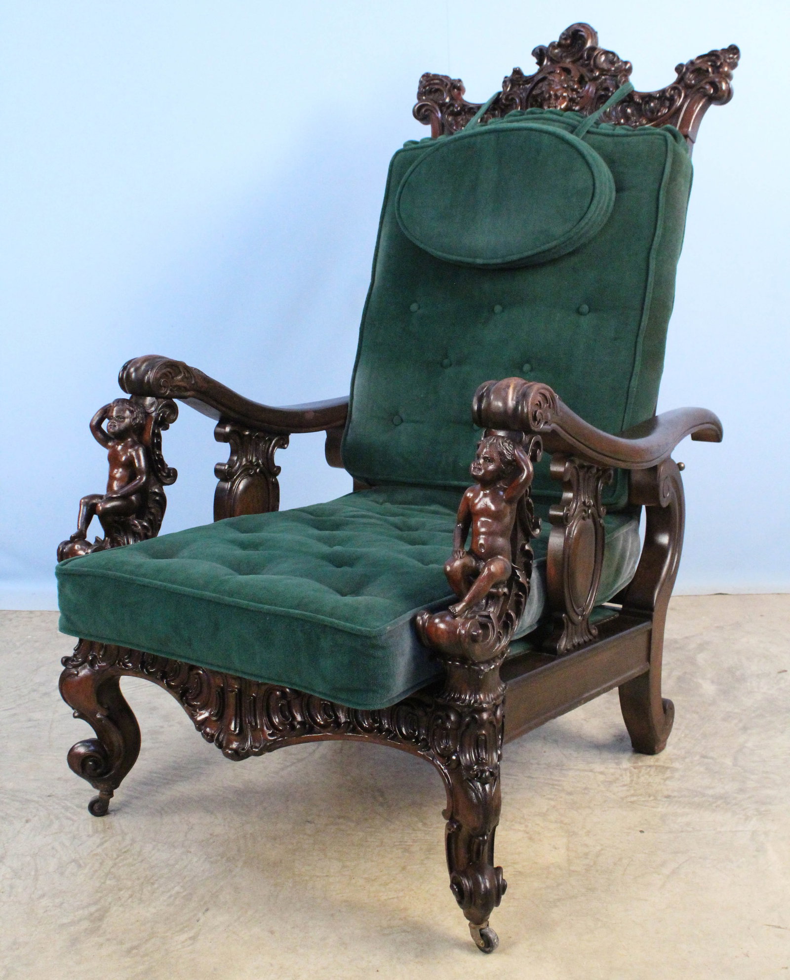 19th C. Rocco Morris Chair w/ Figural Putti (1 of 7)