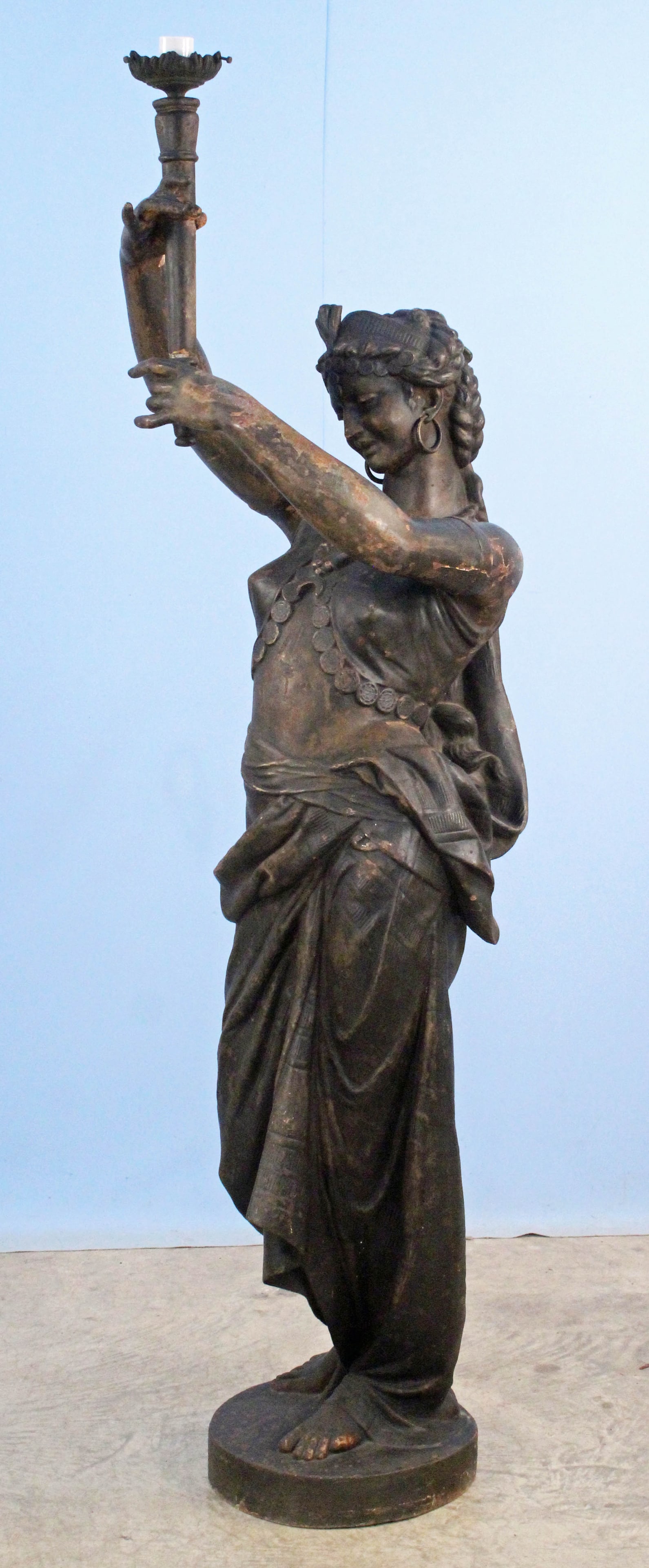 Renaissance Cast Iron Maiden Newel Post Light (1 of 10)