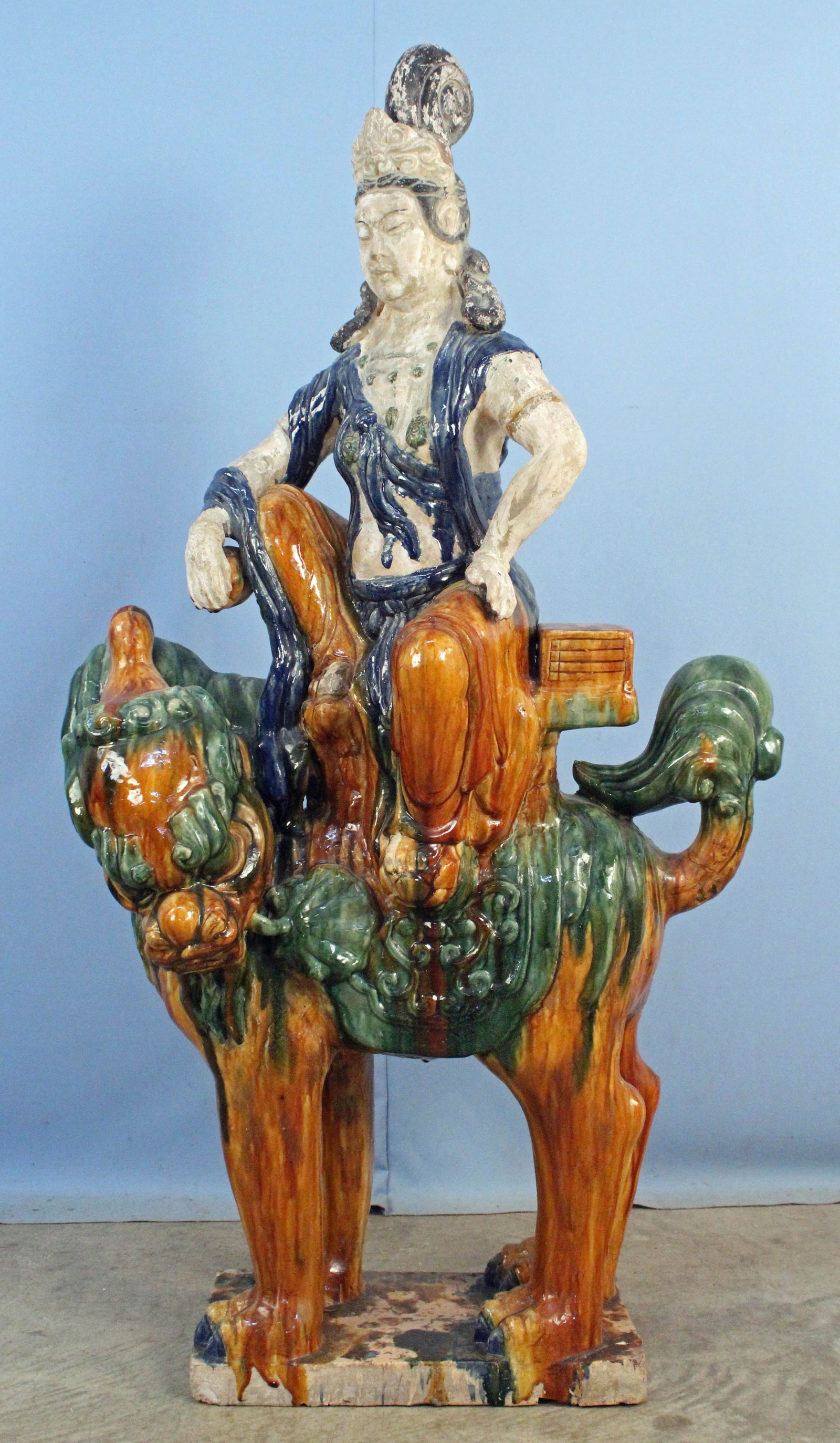 Large 20th C. Quan Yin Riding Foo Dog (1 of 8)