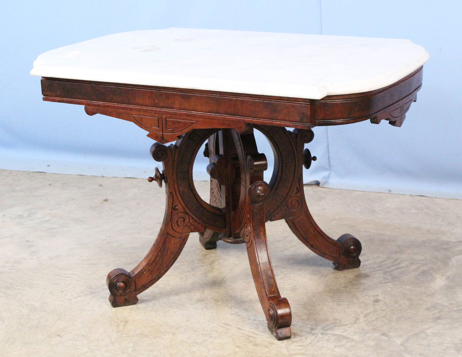 Victorian Walnut Marble Top Coffee Table (1 of 4)