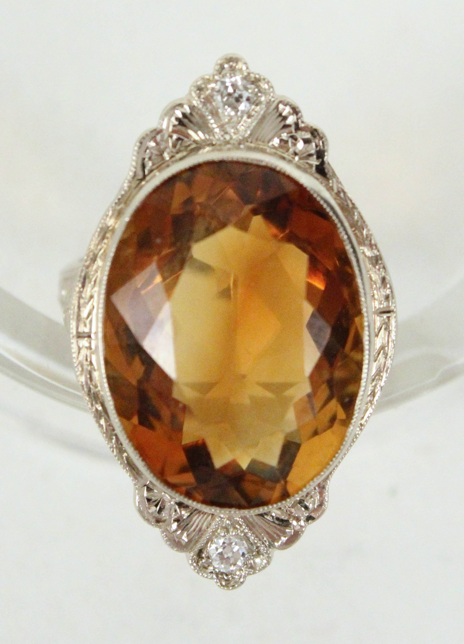 Ladies 14K Cocktail Ring w/ Citrine & Diamonds (1 of 6)
