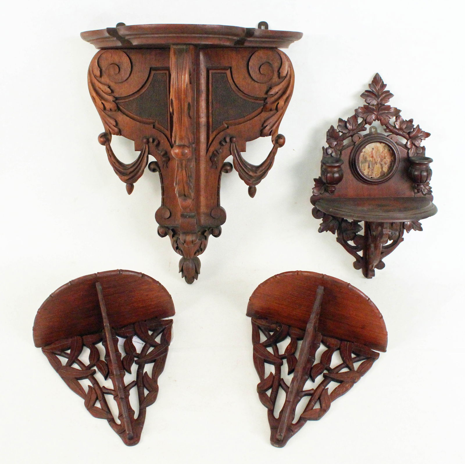 Four Black Forest Carved Shelves (1 of 5)