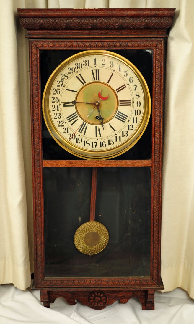 203 Sessions Oak Regulator Calendar Clock