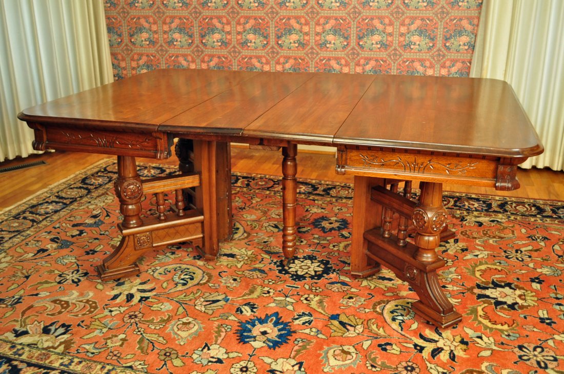 227 Walnut Victorian Eastlake Dining Table