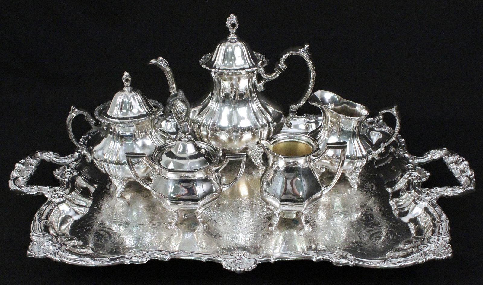 Assembled Silver Plate Tea Service (1 of 9)