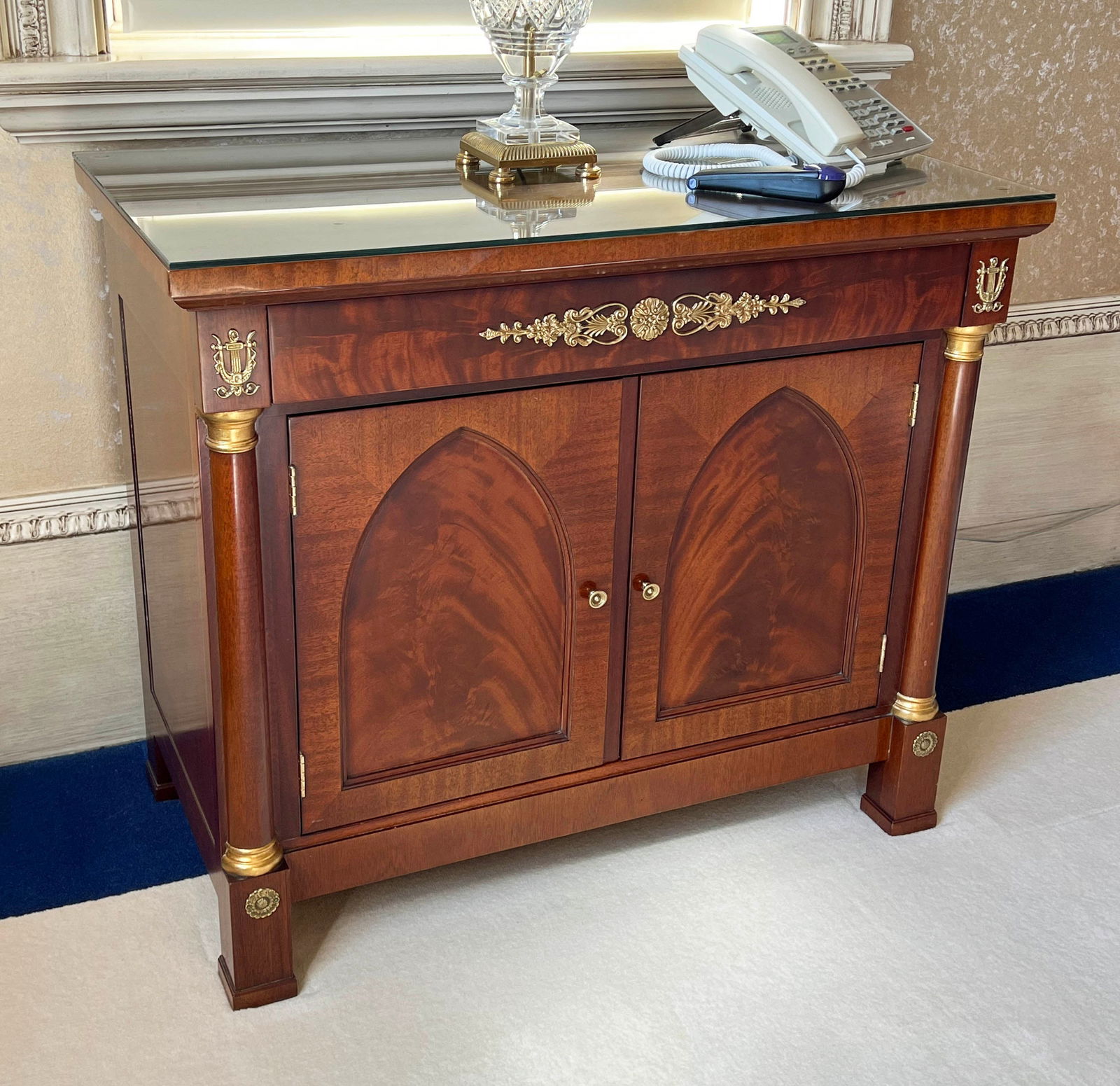 Pair of Kindel French Empire Mahogany Nightstands (1 of 7)