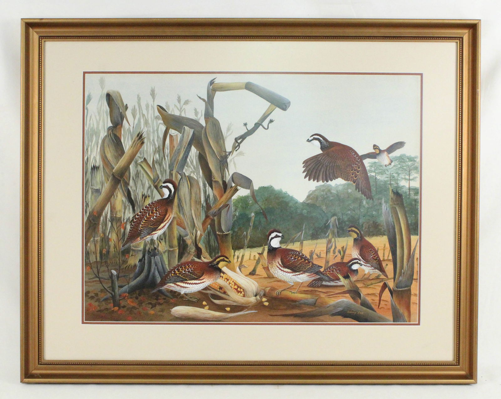 Johnny Lee Landscape Watercolor w/ Quail (1 of 5)