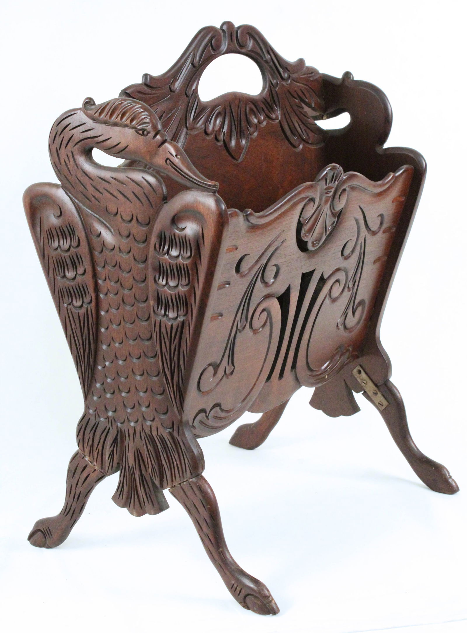 Hand Carved Mahogany Shore Bird Magazine Rack (1 of 5)