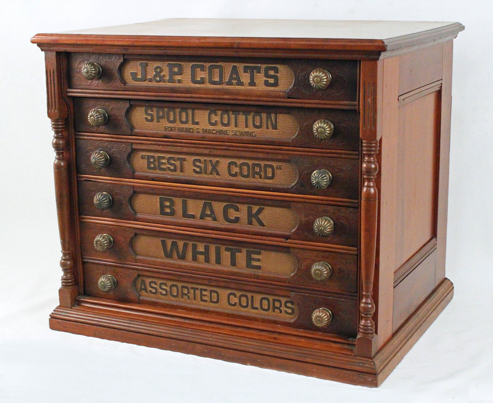 J & P Coats Six Drawer Cherry Spool Cabinet (1 of 6)