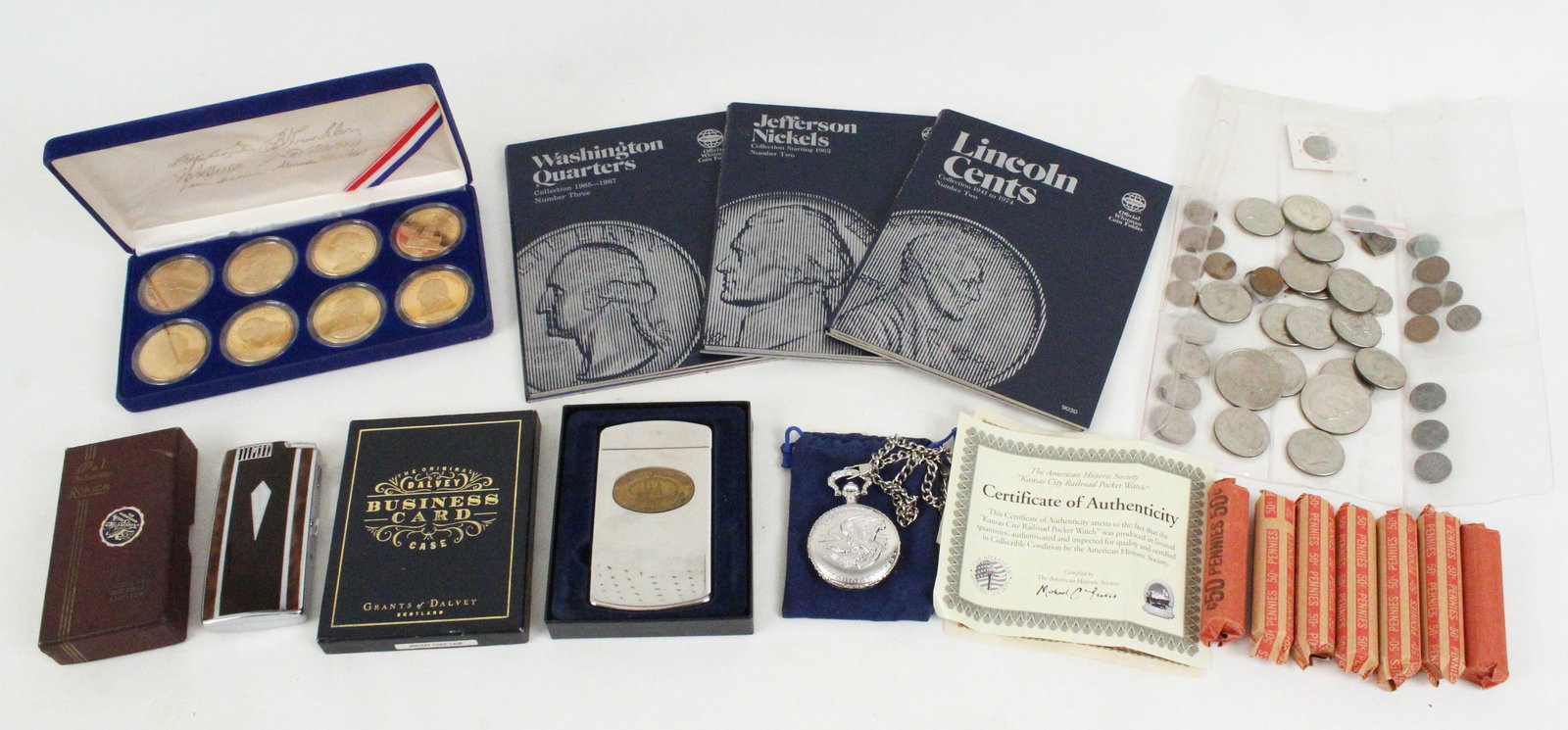 Group of Coins, Pocket Watch, Ronson Lighter (1 of 10)