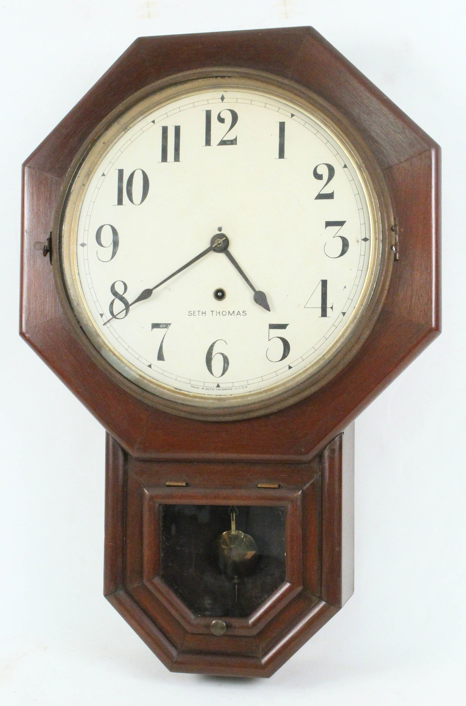 Seth Thomas Regulator Clock w/ Pendulum & Key (1 of 4)