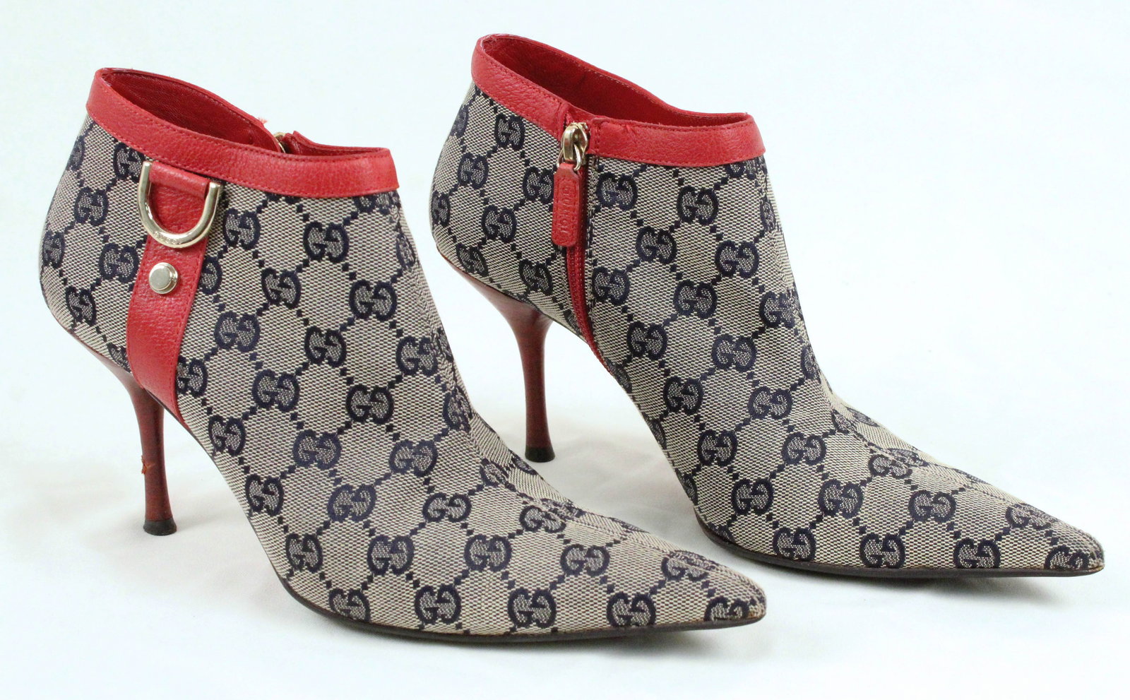 Gucci Monogram Leather & Canvas Ankle Boots (1 of 10)