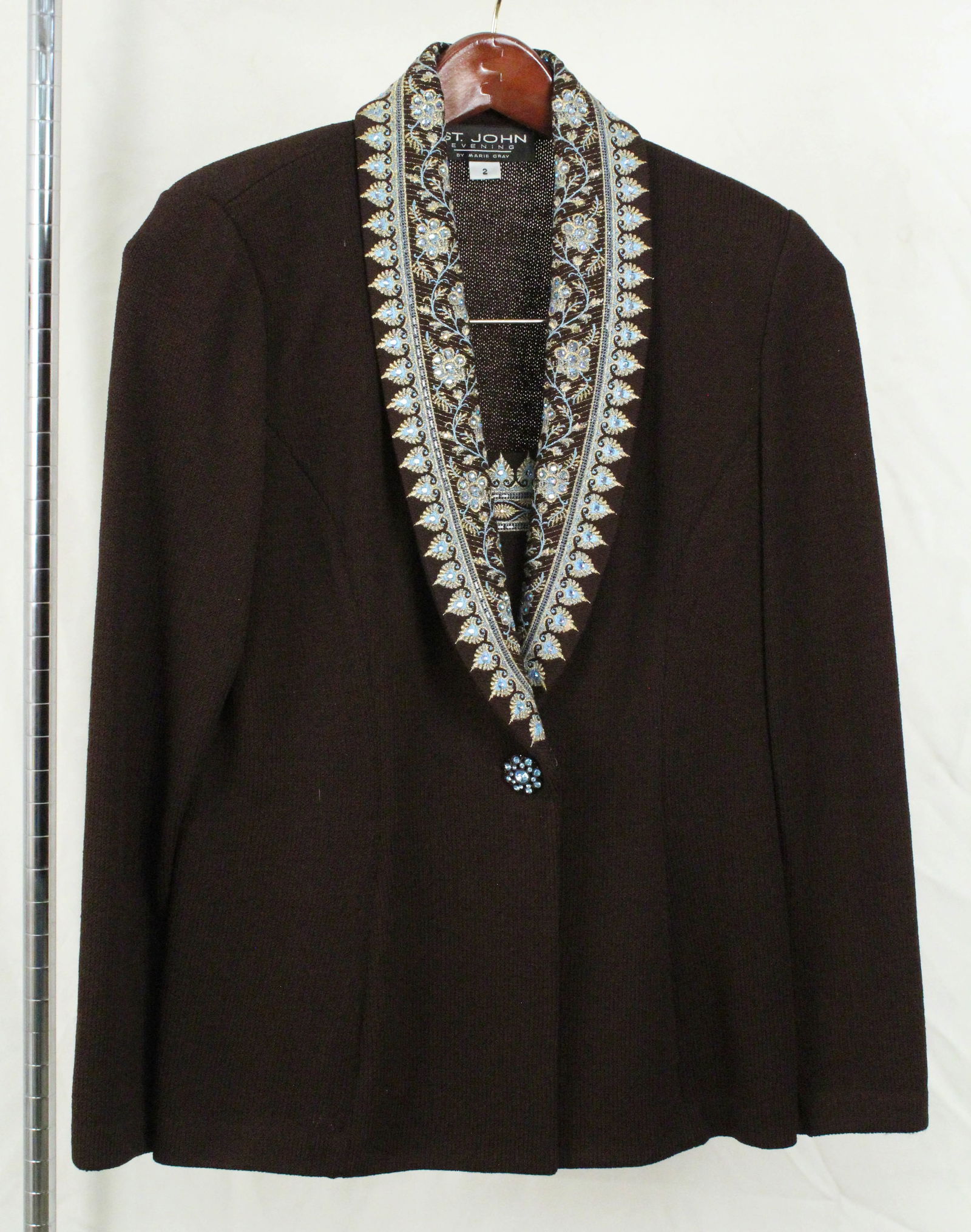 St. John Brown Knit Evening Jacket, Size 2 (1 of 5)