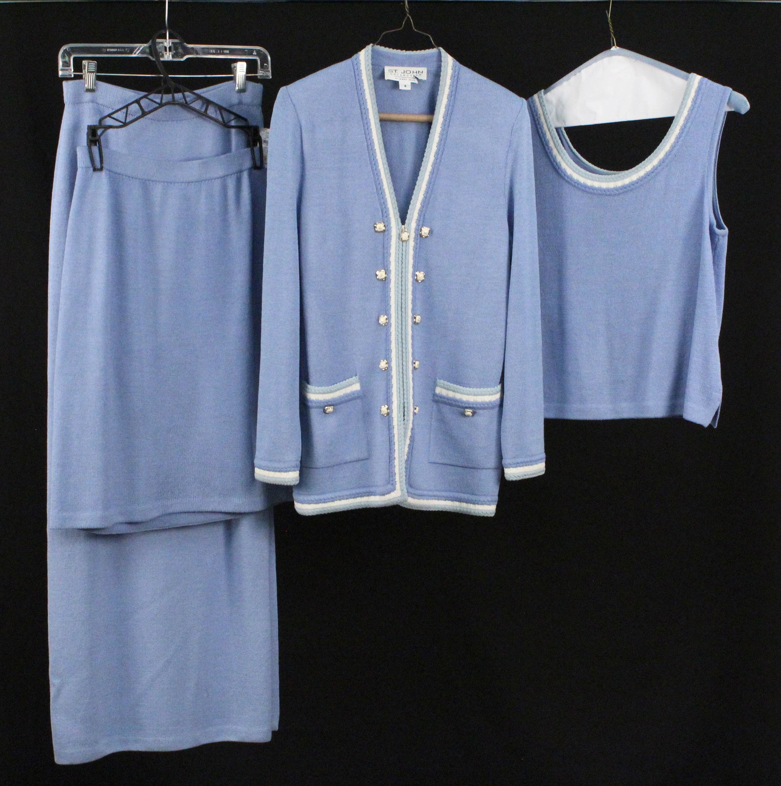 St. John Blue Wool Blend Knit 4 Piece Set (1 of 8)