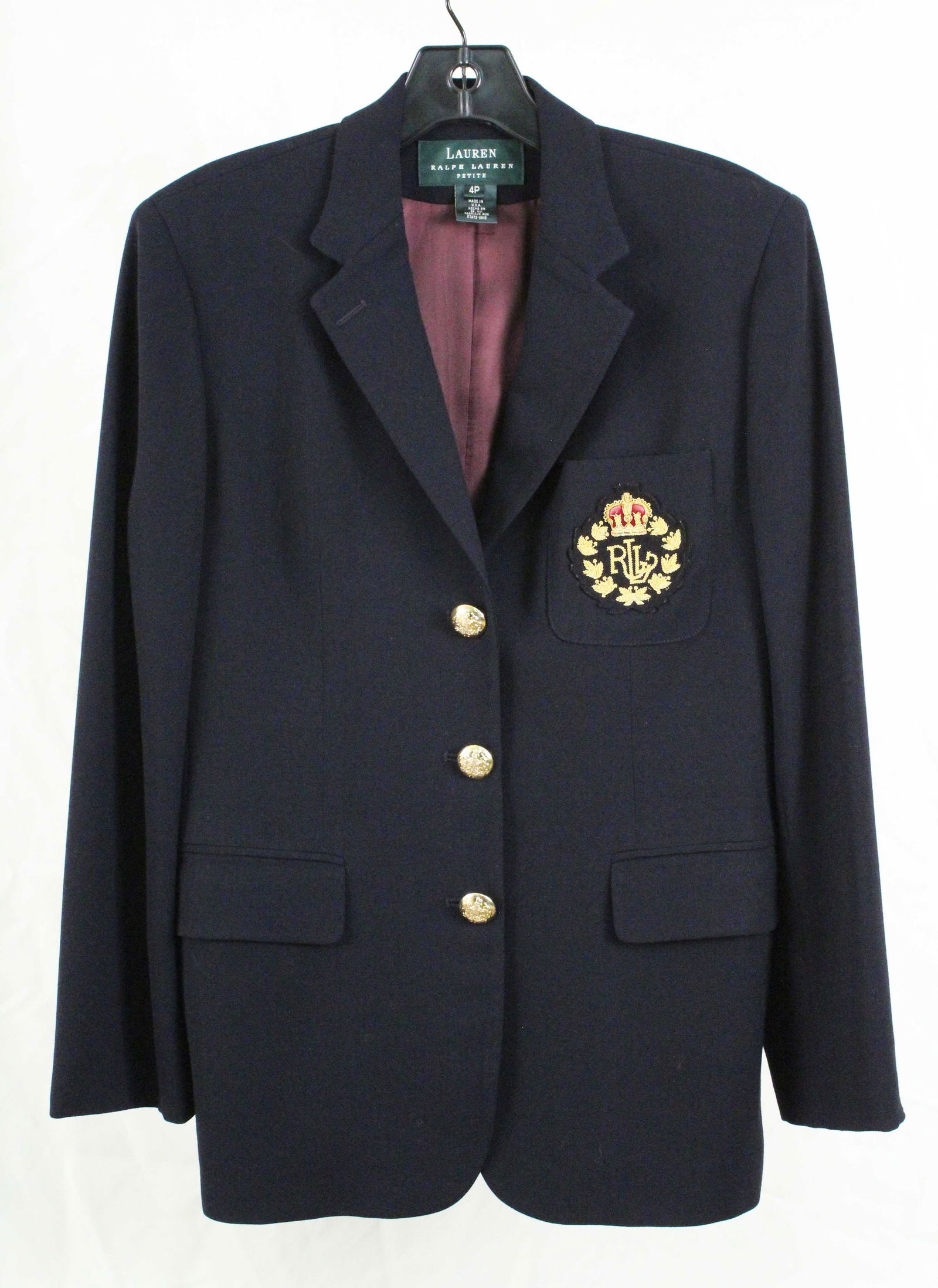 Polo Ralph Lauren Navy Blue Wool Blazer, Size 4P (1 of 6)