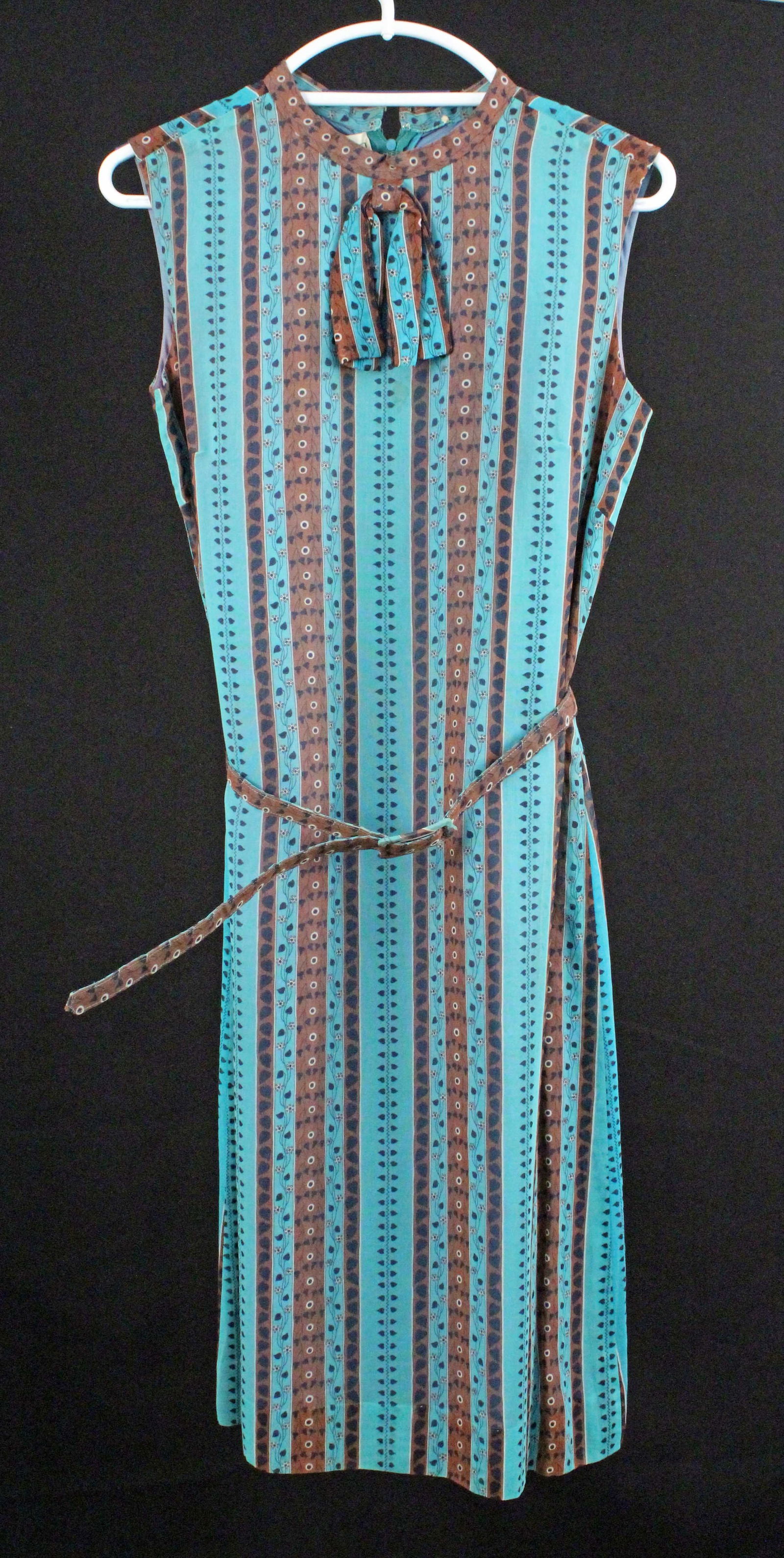 Dorville Aqua, Brown, & Navy Blue Shift Dress (1 of 6)