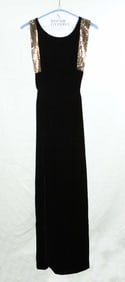 Chloe Black Velvet Texture Dress w/ Gold Sequin